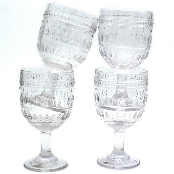 Fez cut frosted wine glasses set of four – onetabletop