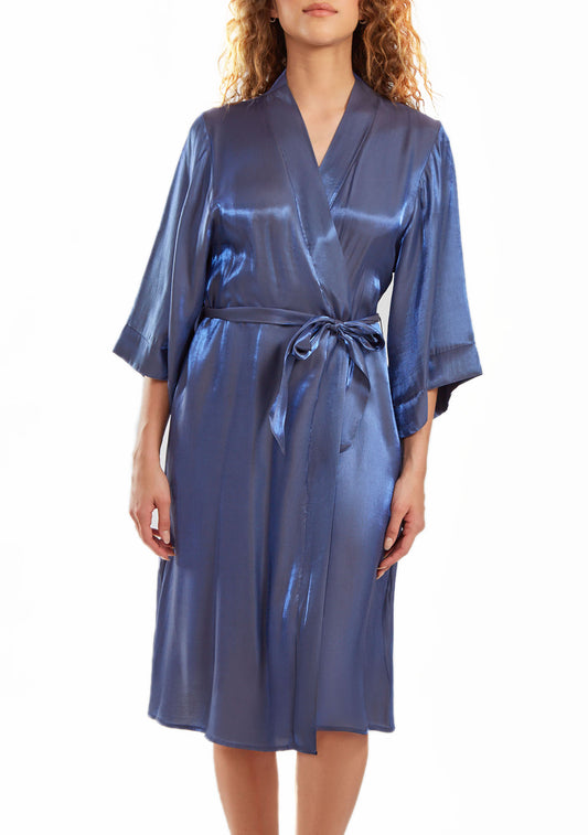 Autumn Plus Size Iridescent Robe with Self Tie Sash and Inner Ties.