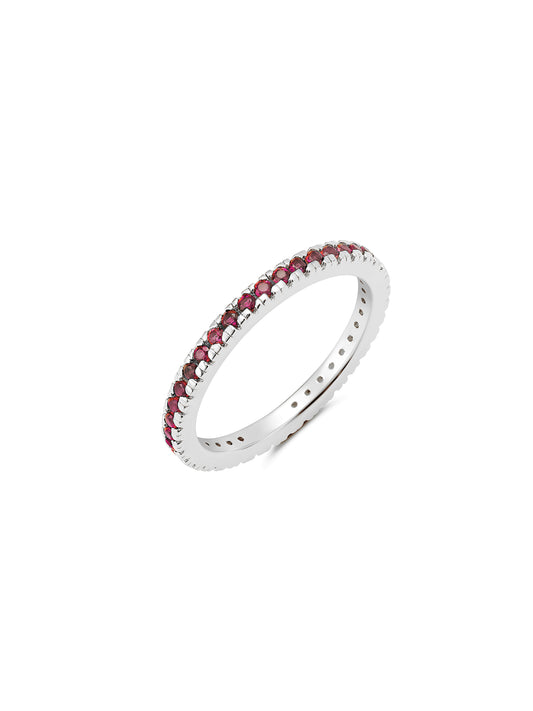 Ruby Cubic Zirconia Step Cut Eternity Band Engagement Rings Finished