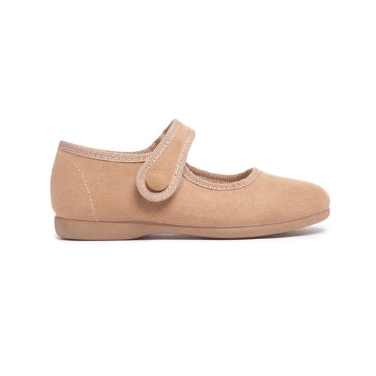 Suede Spectator Mary Janes in Camel