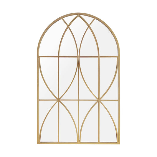 Modern Gold Arched Metal Wall Mirror