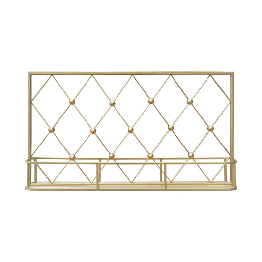 Modern Gold Metal Wall Mirror with Shelf