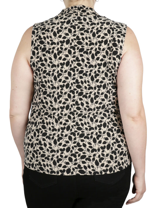 Plus Size Printed Pleat Front Top