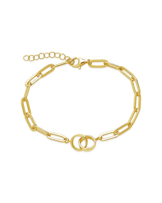 Chain Link Bracelet with Interlocking Rings