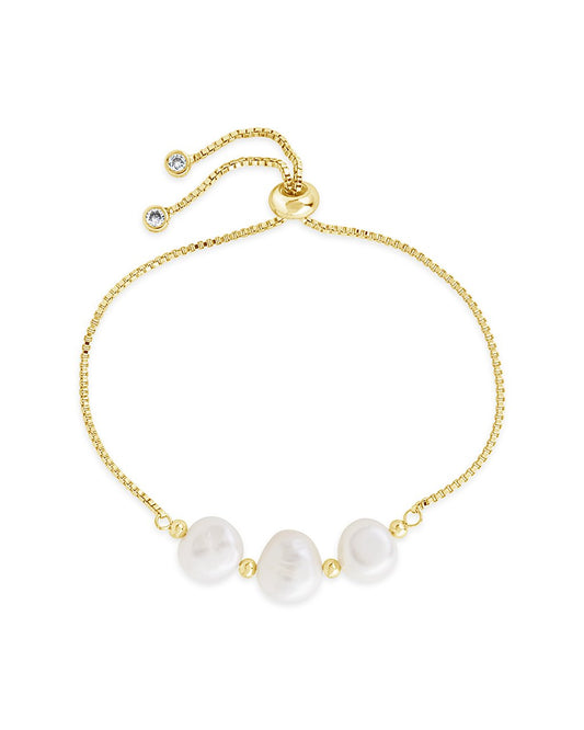 Slider Bracelet with Three Pearls