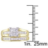 2 CT TW Channel Set Princess Cut Diamond in 14k Yellow Gold Bridal Set