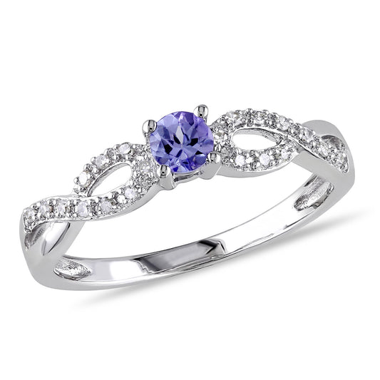 1/6 CT TGW Tanzanite and 1/10 CT TW Diamond Sterling Silver Infinity Ring