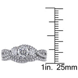 1 1/8 CT TW Diamond 3-Stone 14K White Gold Bridal Ring Set