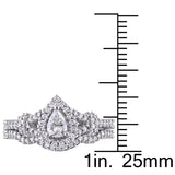 3/4 CT TW Pear and Round Diamond Halo Split Shank 14K White Gold Bridal Ring Set