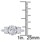1 1/2 CT TW Oval Diamond 3-Stone 18K White Gold Engagement Ring