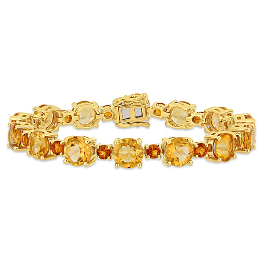 29-3/8 CT TGW Citrine and Madeira Citrine in Yellow Gold Plated Sterling Silver Tennis Bracelet
