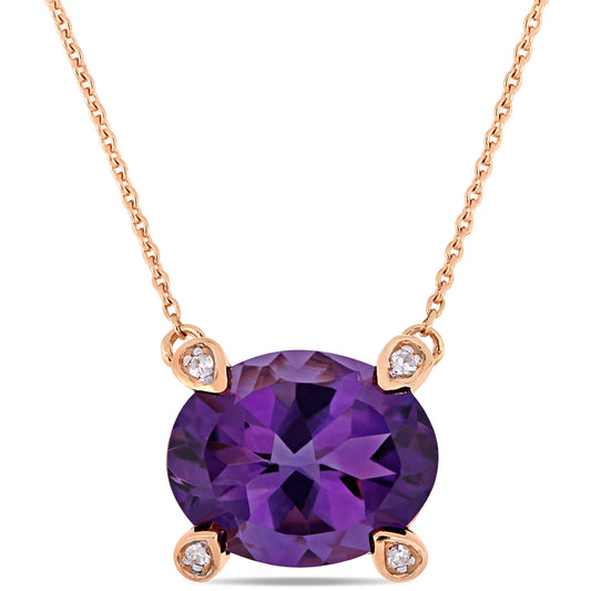 African-Amethyst and Diamond Accent Station Necklace