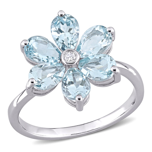 Aquamarine Floral Ring