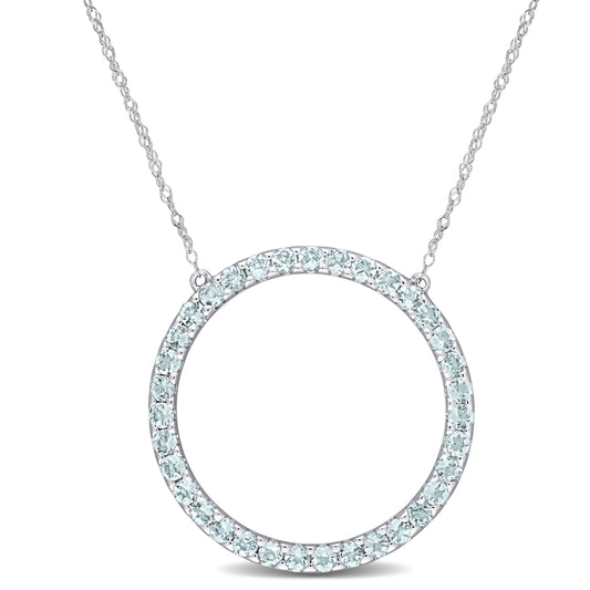 Aquamarine Open Circle Necklace
