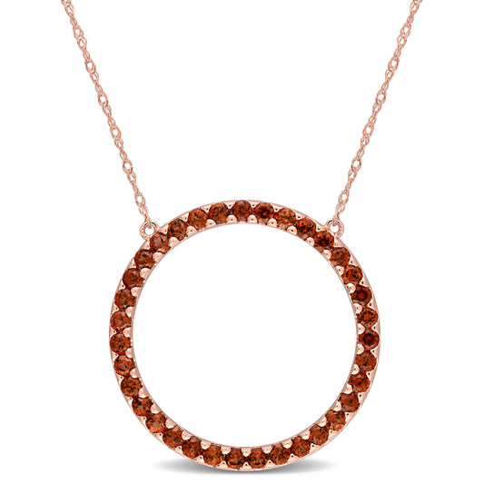 Garnet Open Circle Necklace