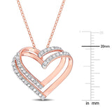 1/5 CT TW Diamond Rose Plated Sterling Silver Double Heart Pendant Necklace