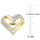 1/5 CT Diamond Yellow Plated Sterling Silver Double Heart Ring