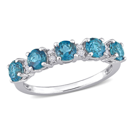 Blue and White Topaz Eternity Ring
