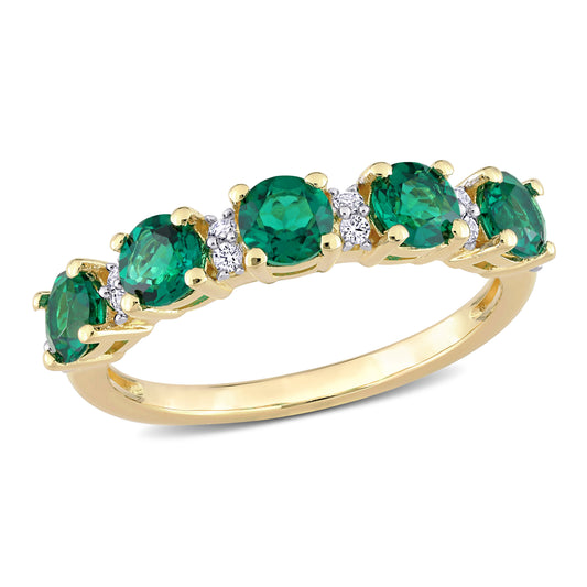 Emerald and White Sapphire Eternity Ring
