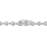 1 CT TW Diamond Sterling Silver Multi Strand Tennis Necklace