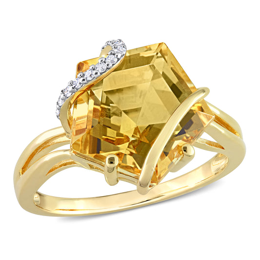 Citrine and Diamond Accent Ring