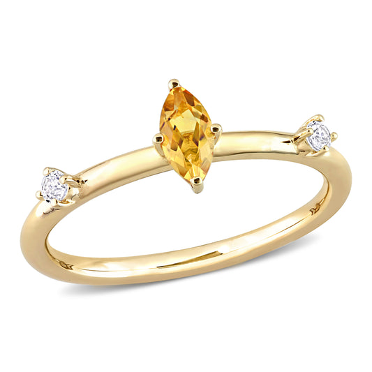 Citrine and White Topaz Stackable Ring