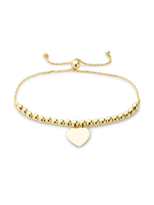 Gold Bolo Bracelet w/ Heart Tag