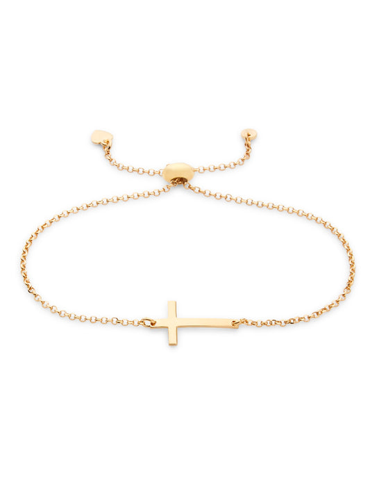 Gold Horizontal Cross Bolo Bracelet