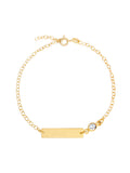 Gold Bar Bracelet w/ Bezel Birthstone