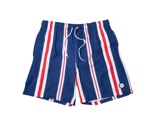 Red White and Blue Americana Stripe Swim Shorts