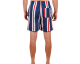 Red White and Blue Americana Stripe Swim Shorts