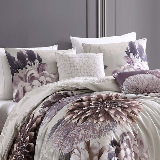 Bloom Purple 100% Cotton 230 Thread Count 5-Piece Reversible Comforter Set