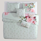 Rose on Misty Green 100% Cotton 230 Thread Count 5-Piece Reversible Comforter Set