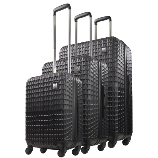 Geo Hardside Spinner 3 Piece Luggage Set - Black