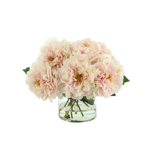 Peony Floral Arrangement in a Clear Glass Vase