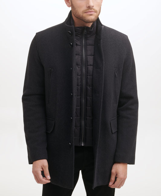 Men's Woolen Twill Coat with Nylon Bib