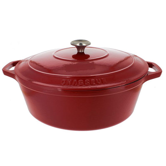 French Enameled 7.25 Qt Cast Iron Oval Dutch Oven