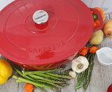 French Enameled 7.25 Qt Cast Iron Oval Dutch Oven
