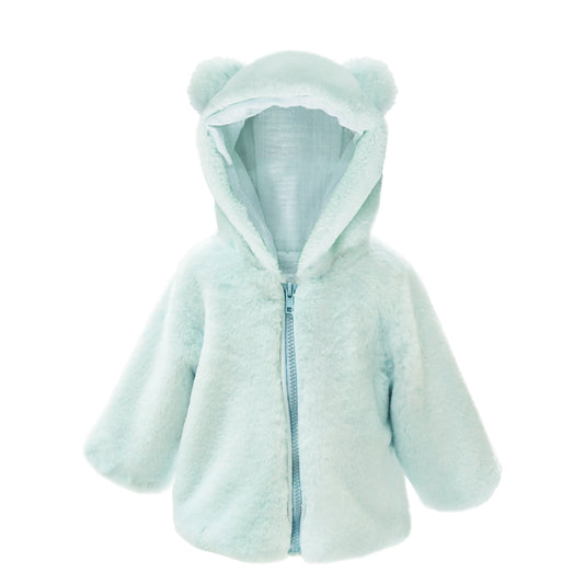 Bear Faux Fur Hooded Baby Coat  6-12M