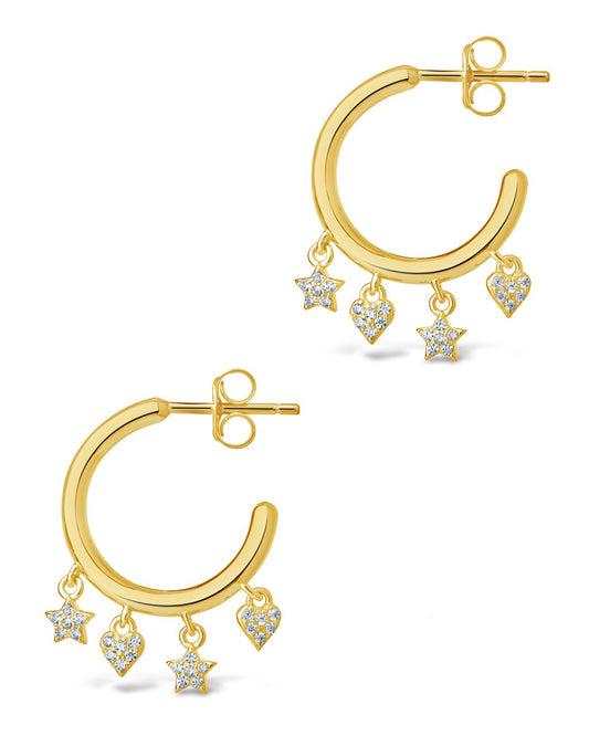 Celeste Hoops with Heart and Star Charms