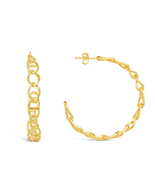 Velora Crescent Shaped Hoops wtih Twisted Chain Design