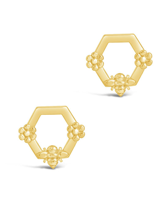 Melina Studs with Bee and Flower Motif
