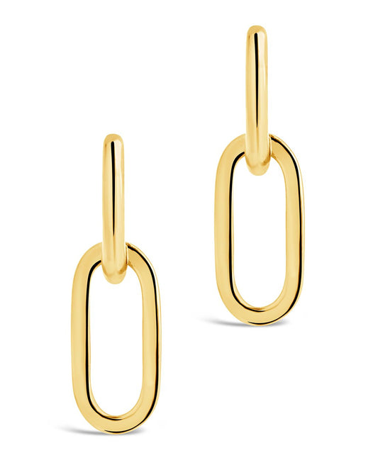 Linear Linked Drop Hoops in Gold or Silver