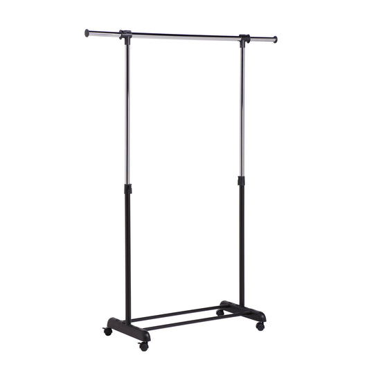 Adjustable Height and Width Rolling Metal Clothes Rack