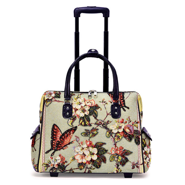 Vintage Butterfly Hand Beaded Rolling Tote | BONTON