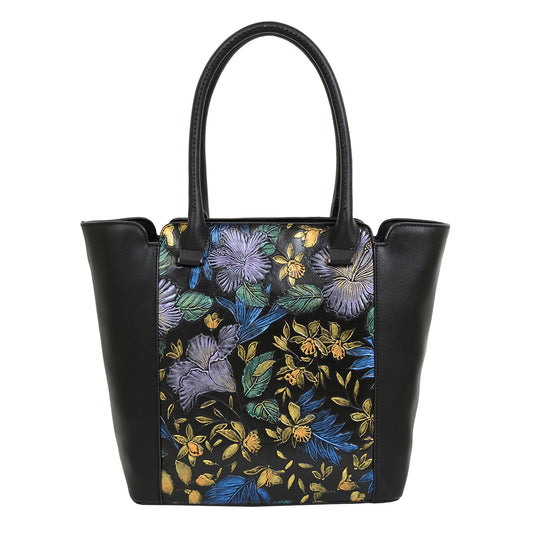 Gardenia Vibrant Colored Embossed Floral Tote