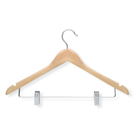 Wooden Maple Clip Hangers for Suits, 12-Pack