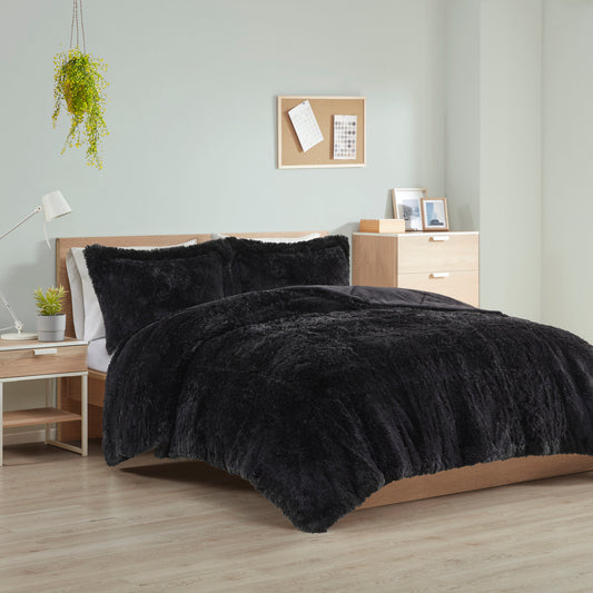 Leena Shaggy Long Fur Comforter Mini Set
