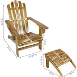 Natural Fir Wood Lounge Adirondack Chair and Ottoman 2 Piece Set