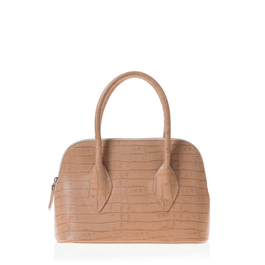 Luxurious Leather Lady D Satchel Croc Embossed